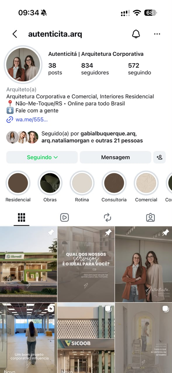 Print do perfil do Instagram de Autenticità