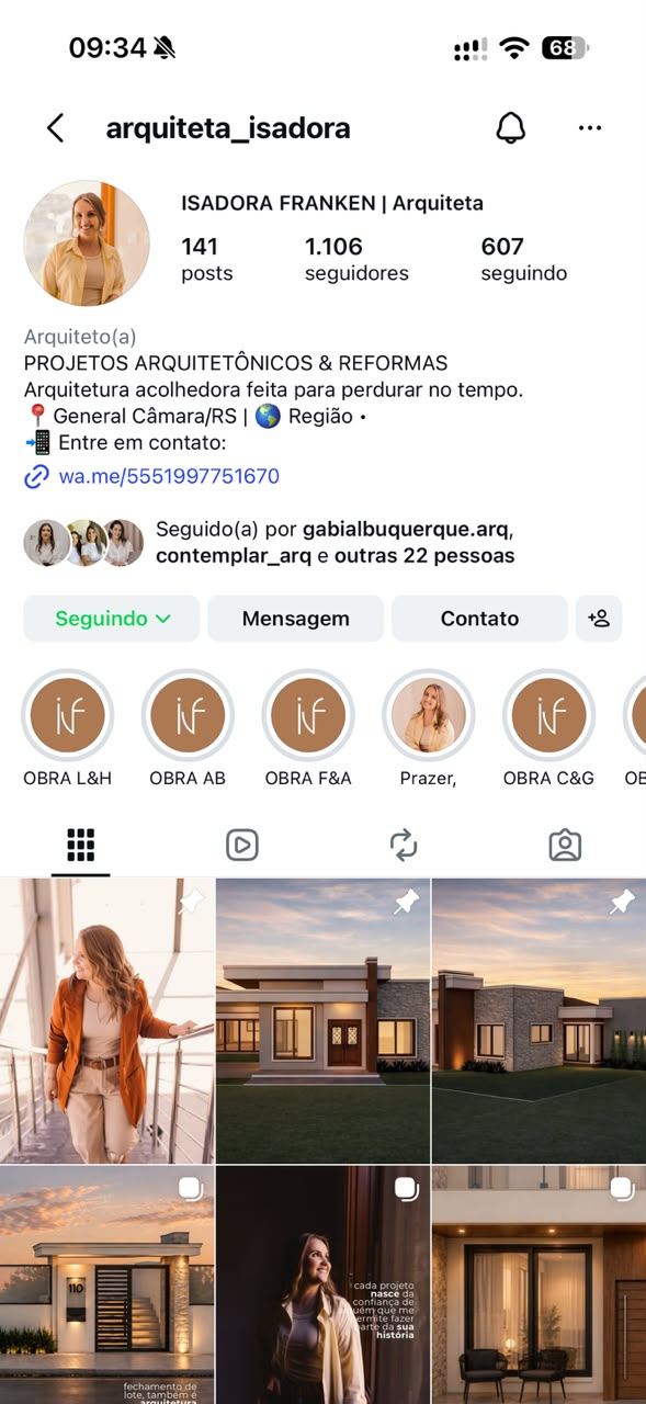 Print do perfil do Instagram de Isadora Franken