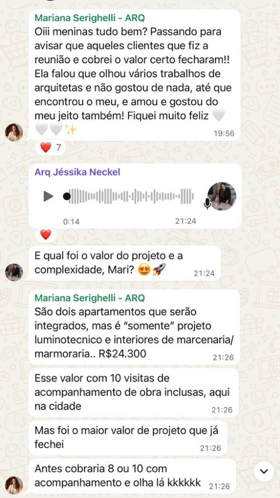 Depoimento de Mariana Serighelli no WhatsApp