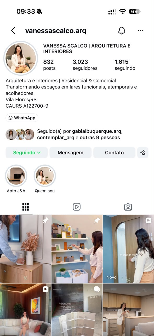 Print do perfil do Instagram de Vanessa Scalco